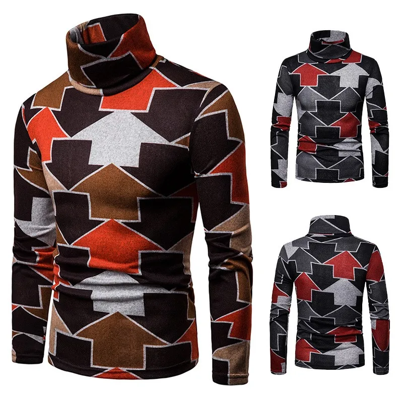 Custom Logo Autumn Winter Warm  High-collar  Men Sweater