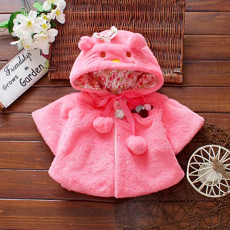 Детское теплое пальто с капюшоном из кроличьего меха зимнее хлопковое пальто для маленьких девочек