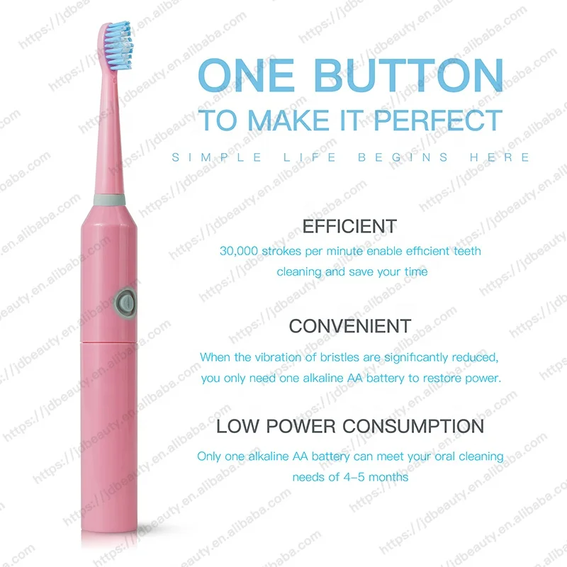 Wholesale PT8 Adult Slim Waterproof Automatic Sonic Electric Vibration Cheap Battery Powered Toothbrush OEM