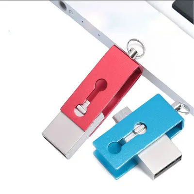 Металлический микро-USB OTG поворотный USB флэш-накопитель для смартфона Android флэш-накопитель с логотипом 8 ГБ 16 ГБ 32 ГБ 64 Гб 128 ГБ