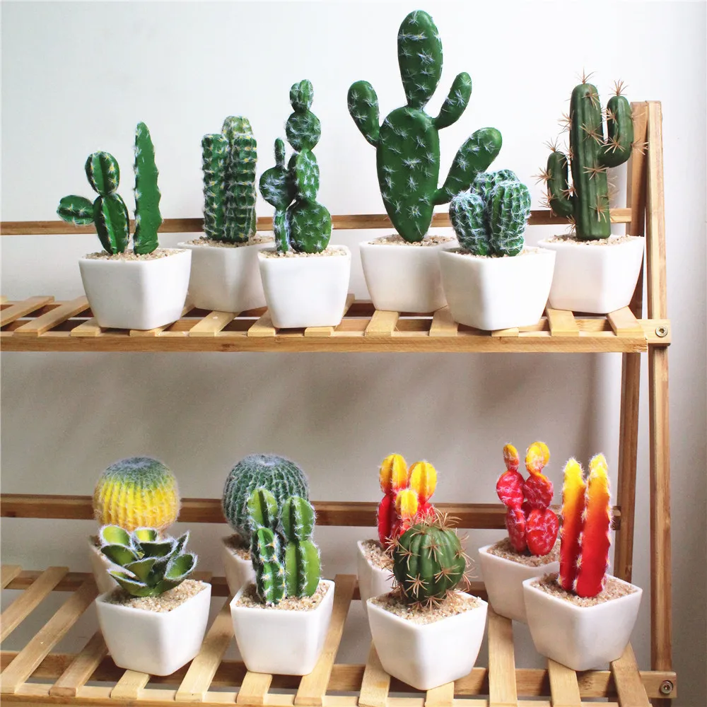 Manufacturer wholesale Home Decoration Mini Artificial cactus Succulent Plants with pot
