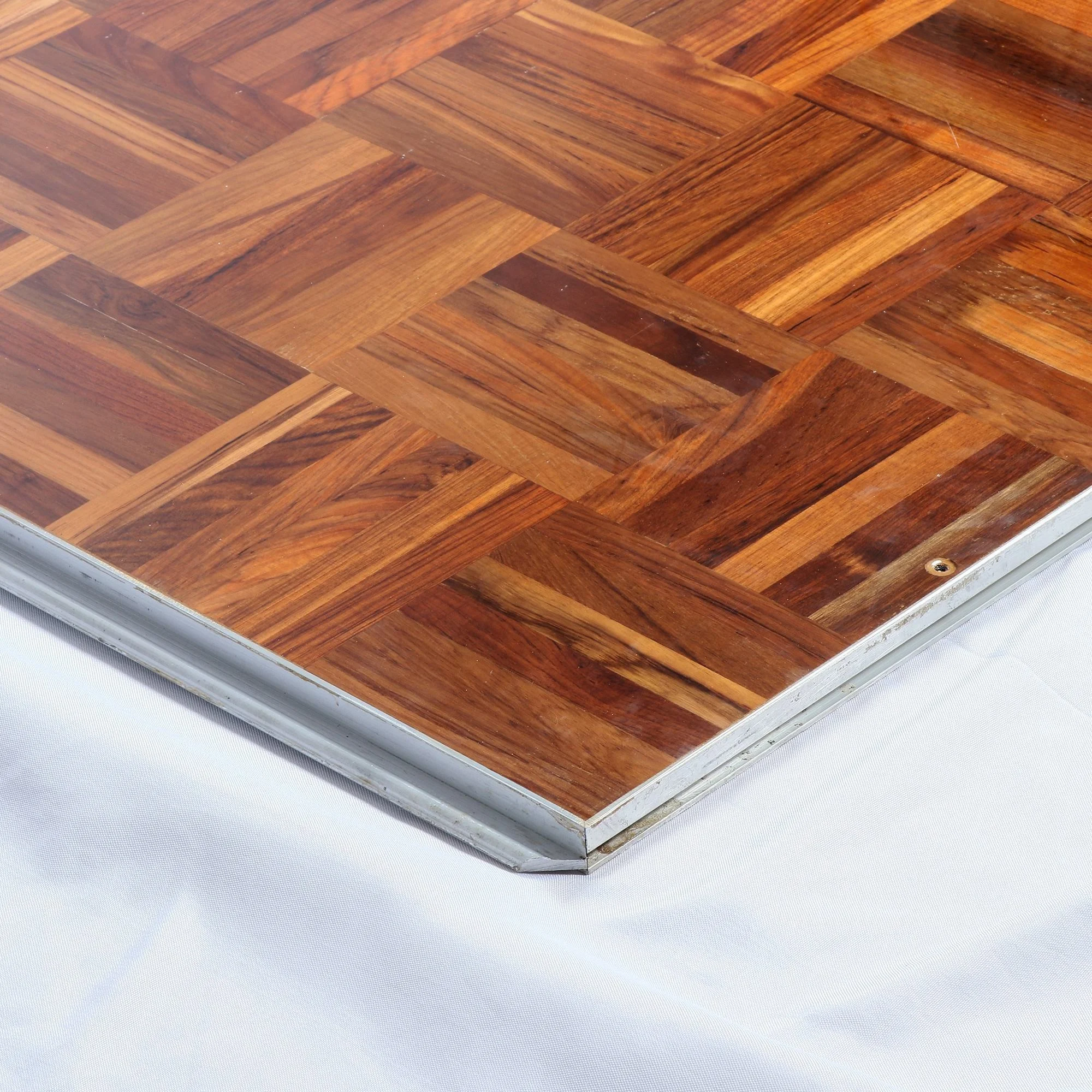 aluminum edge teak solid wood high gloss wedding party dance floor for sale