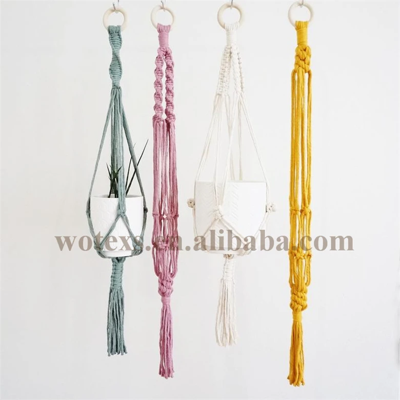 Цветные комнатные вешалки для макраме ручной работы PH179, держатели для горшков, хлопковая вешалка для растений для украшения дома и сада
