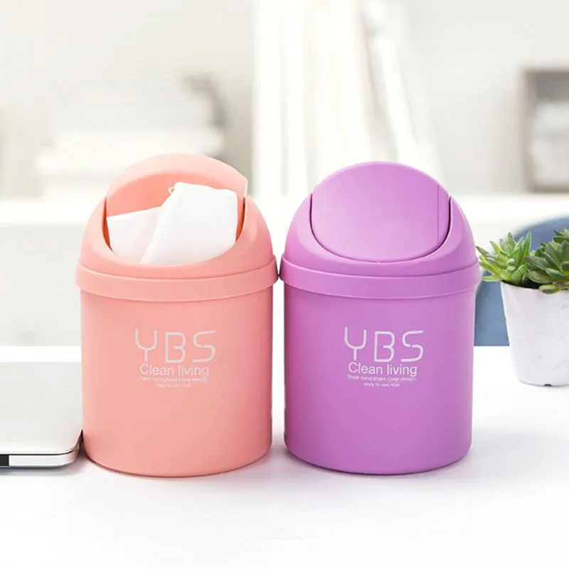 Creative Desktop Mini Trash Can Small Plastic Buckets With Lids Waste Bin Garbage Basket