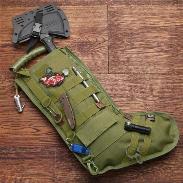 Practical Outdoor Tool Storage Bag Outdoor Camping Christmas Stocking,Tactical Christmas Stocking Molle Military Desert Woodland