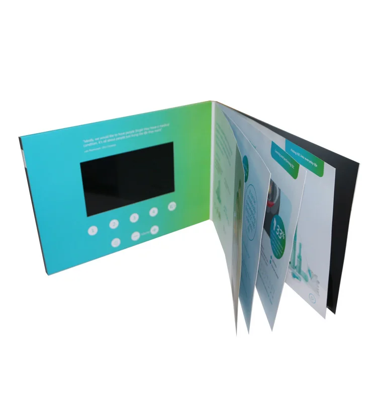 
7 inch promotional blank invitation digital brochure books advertising marketing lcd video screen book 
