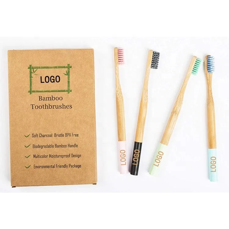 Китайская натуральная здоровая семейная комбинированная посылка с длинной ручкой, разлагаемая, 4 упаковки, производство бамбуковых зубных щеток