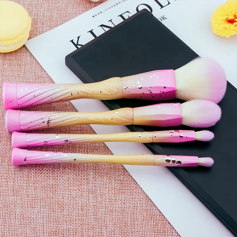 
5pcs Fresh Design Gradient Water-drop Pattern Fish Tail Makeup Brushes 