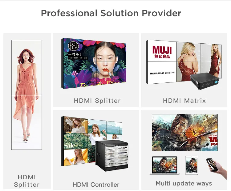 
55inch DID wall mounted video display LG narrow bezel 0.88mm 4K seamless LCD video wall 