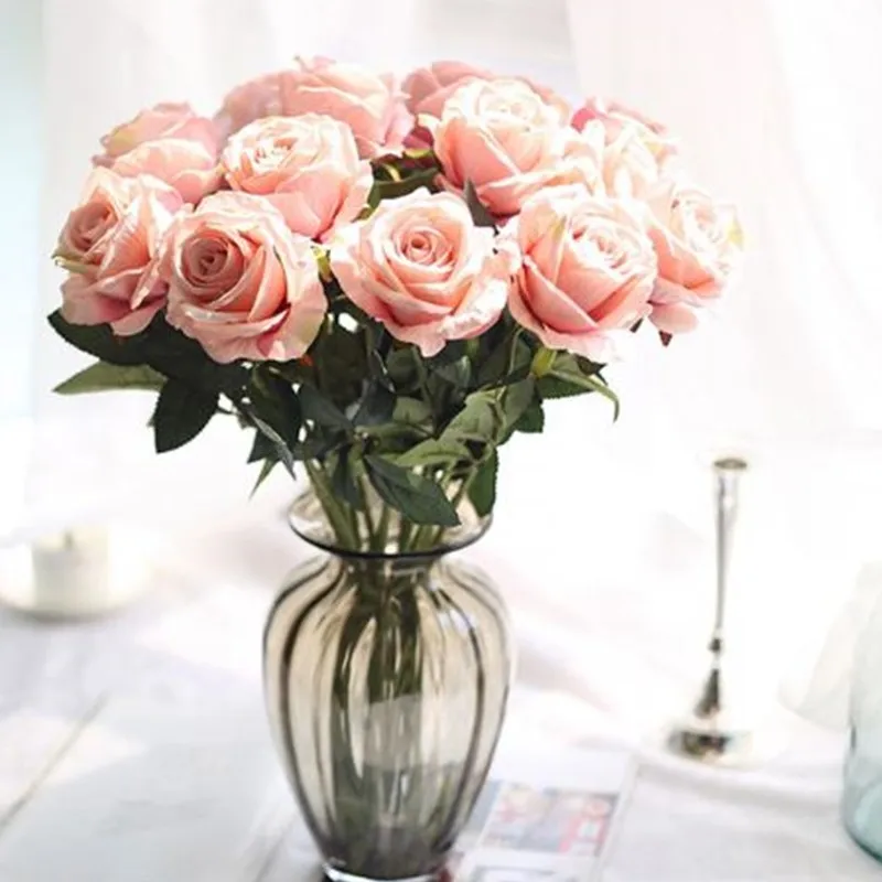 beautiful 1Pcs Cloth Artificial Real Touch Rose Flowers Home decorations for Wedding Decoration Party or Birthday