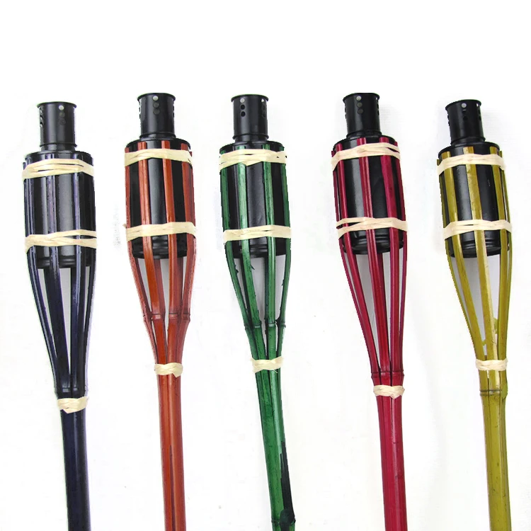 Крашение новый держатель для фитиля сад украшения бамбука факел масляная лампа с черным металлическим баком