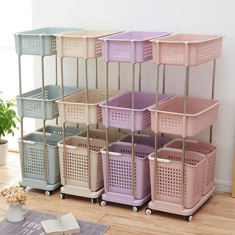 Hot sale  bathroom use plastic folding storage basket shelf