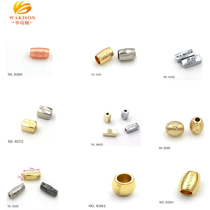 
Zinc Alloy Custom Engraved Metal Logo Beads 