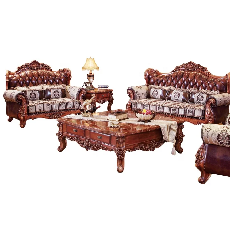 Wholesale good quality Teak color Sofa set with Coffee table