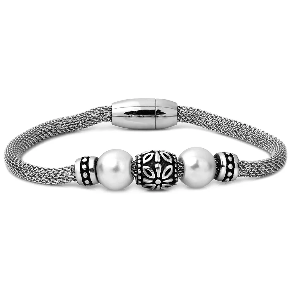 
OBE Best Jewelry Fashion High Quality Stainless steel pearl tennis bracelet charms jewelry 