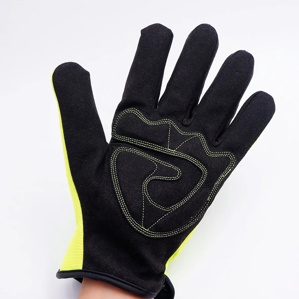 GLOVEMAN Hi-vis Green Superior Grip Industrial Mechinist Rigger Leather Silicone Work Anti Slip Gloves