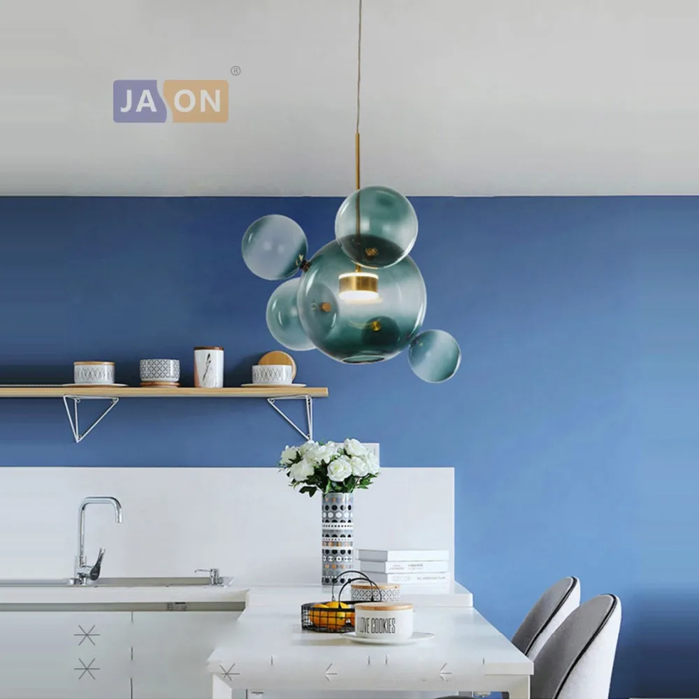 LED Nordic Iron Glass Gradual Blue Mickey LED Lamp LED Light Pendant Lights Pendant Lamp Pendant light for Dining Room Foyer