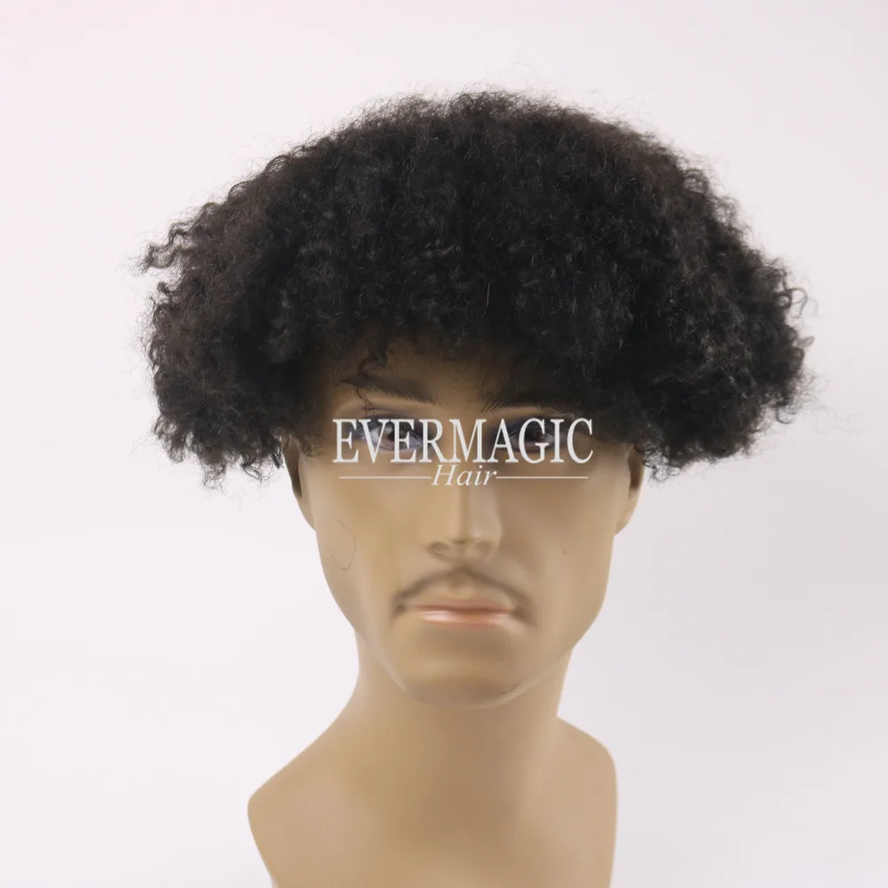 
6mm Afro Kinky Mens Toupee for Black Men Hair Wigs Human Hair Replacement For Hair Loss Men 