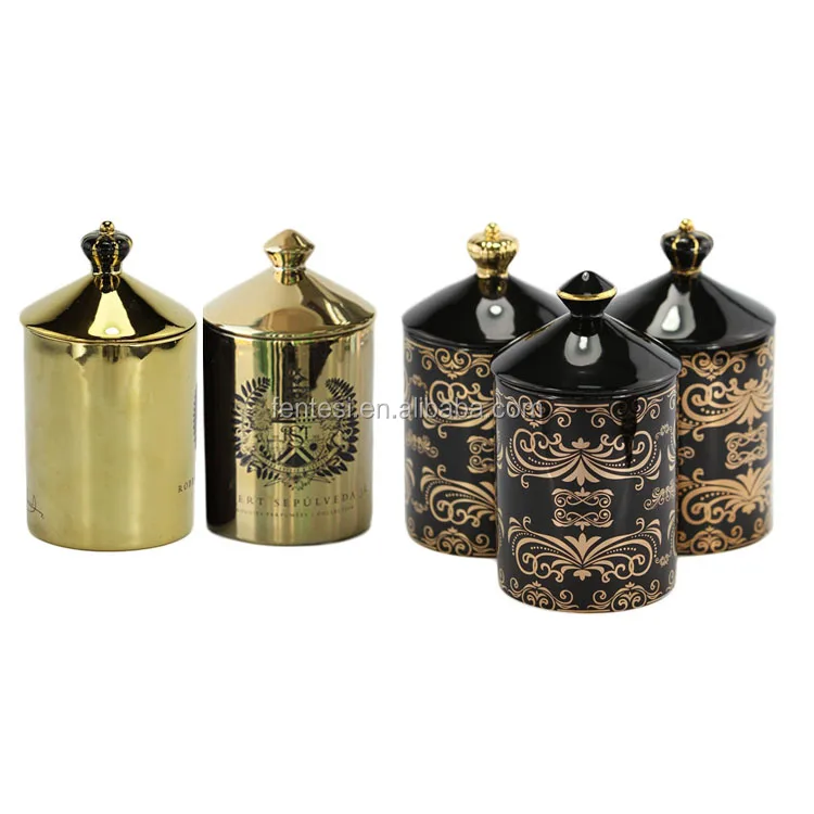 Custom Empty Decoration Candle Holder Unique Silver Domed Ceramic Jar For Scented Candle Luxury