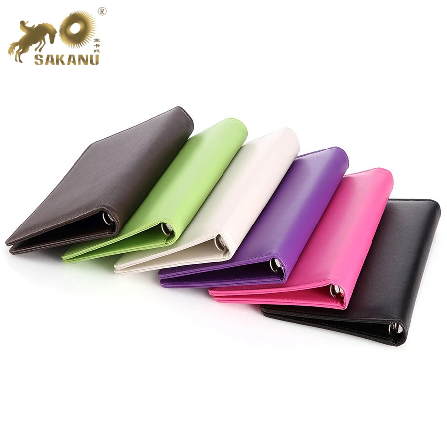 handmade colorful ring binder pu business notebook A5 work diary leather A4