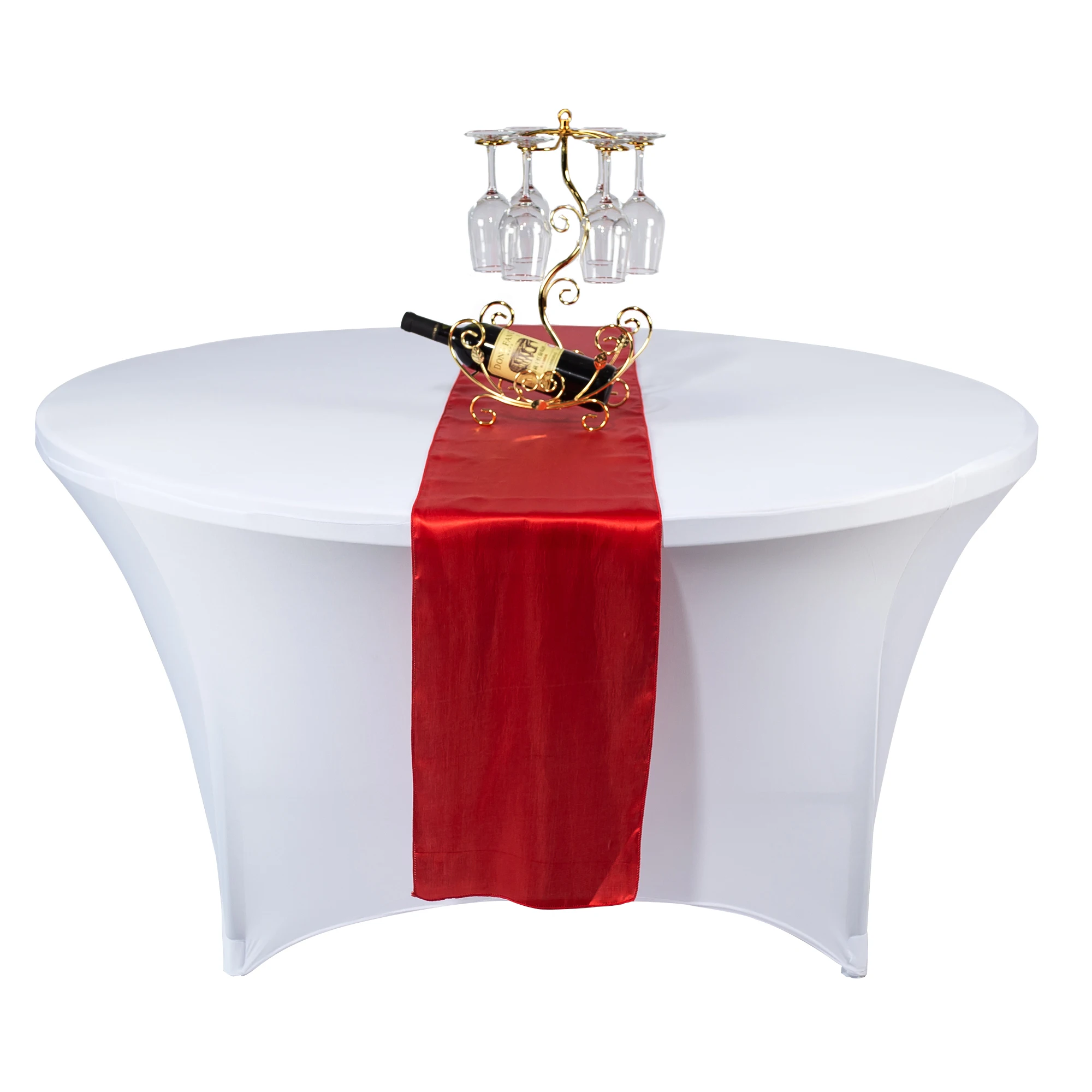 
Wholesale Party Supply 60 inch Round Stretch Tablecloth Black Table Cloth Spandex Table Cover For Wedding Event Decoration 