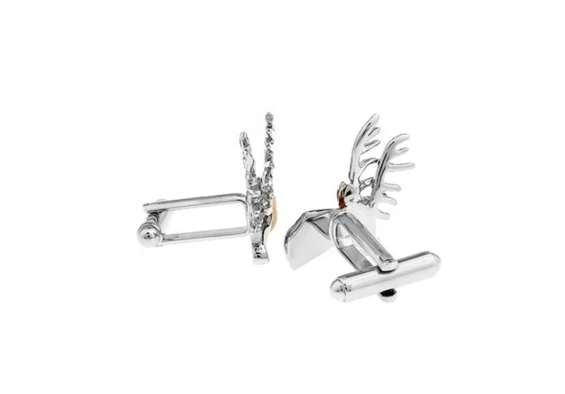 2020 custom high quality deer head enamel silver cufflinks for men