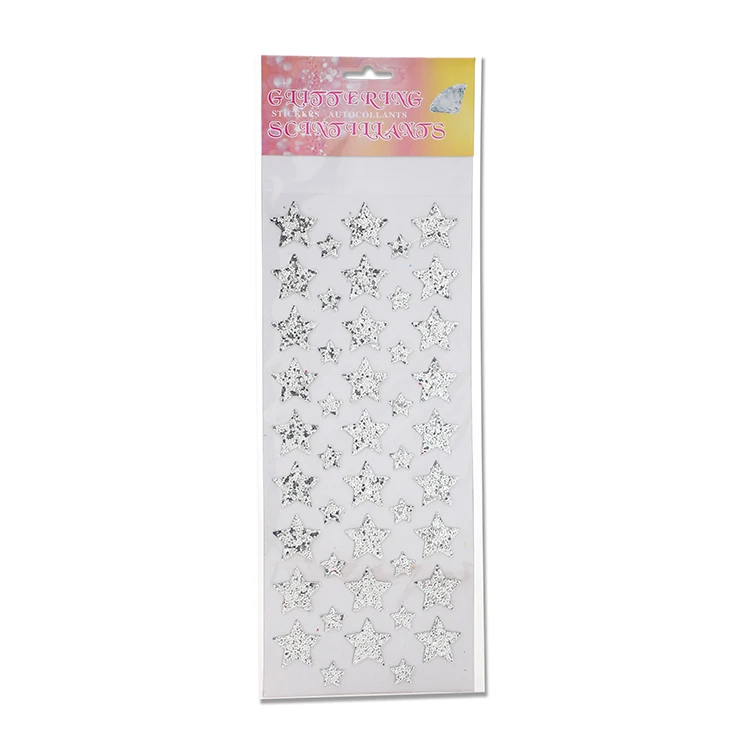 Promotional lowest price decoration EVA material gold star shape glitter sticker in stock