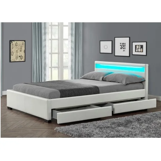 Кожаные кровати с 4 ящиками для хранения двуспальные или