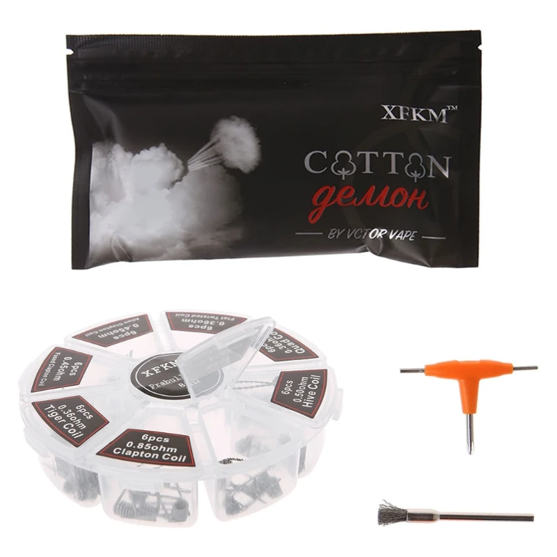  Готовая катушка XFKM 8 в 1 Clapton Alien Tiger Hive Quad плоская скрученная сплавленная нагревательная проволока для вейпа готовая электронной
