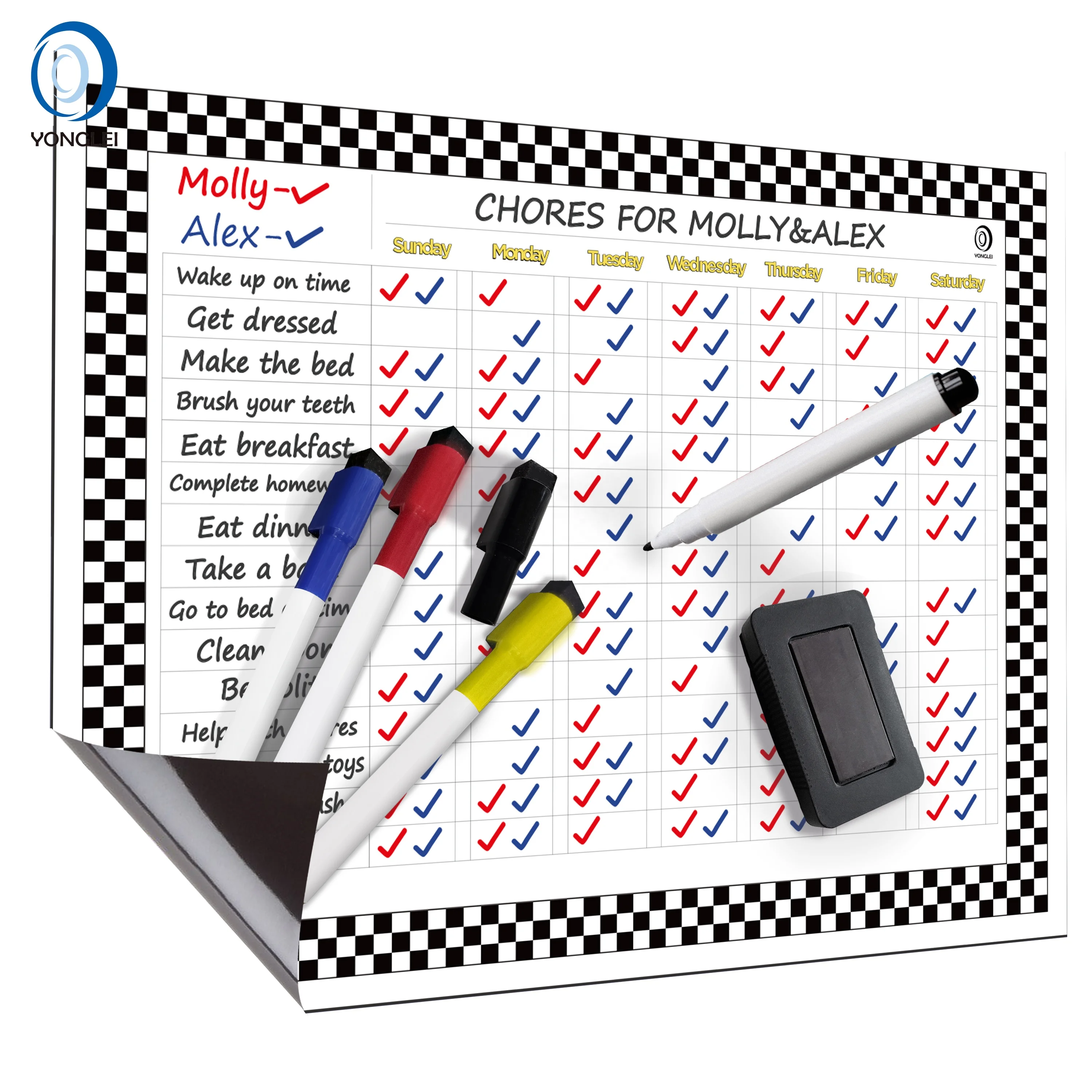 8.9-3B1 Dry erase fridge potty training reward chart chore time skill learning chart for kids