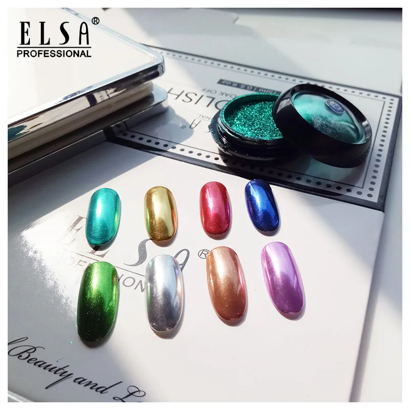 
ELSA Super Shine Nail Glitters Mirror Titanium Powder Rose Gold Silver Metallic Manicure Nail Art Decoration 