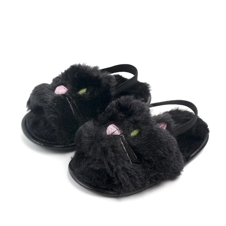 
New Baby Fur Sandals Fashion Kids Unicorn Cat Panda Slippers Infant First Walkers Newborn Walkers Shoes Kids Cute First Walkers 