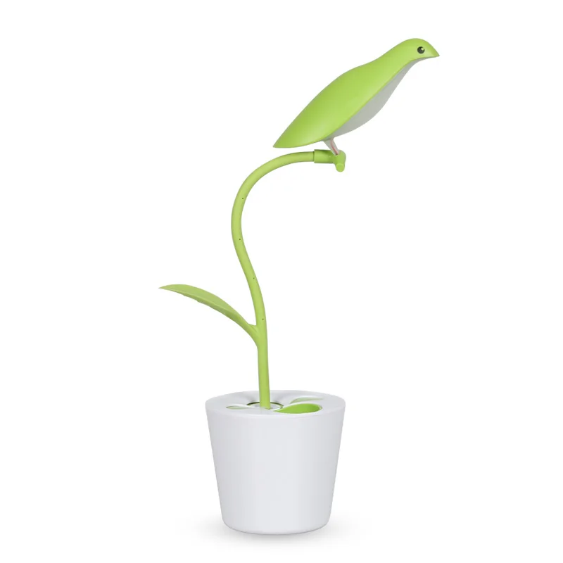 Portable bird design led rechargeable desk lamp led light lamp with pen holder and usb charging port