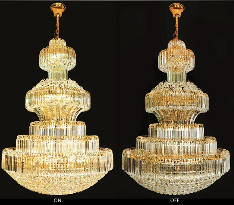 Customized Empire Hotel Lobby Gold Finished Big Crystal Chandelier For Villa Decoration