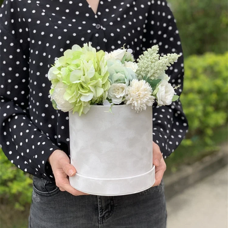 Wholesale Suede Luxury Round Flower Box, Velvet Box For Rose Packing