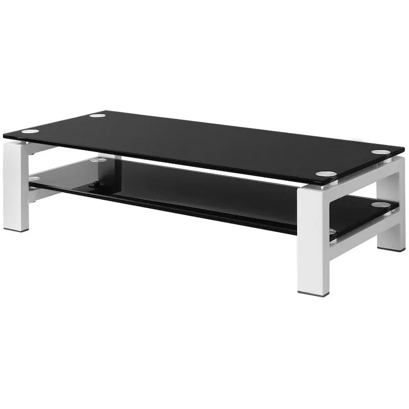 Wholesale Living Room Furniture Black Tempered Glass Top Wood Coffee glass side table