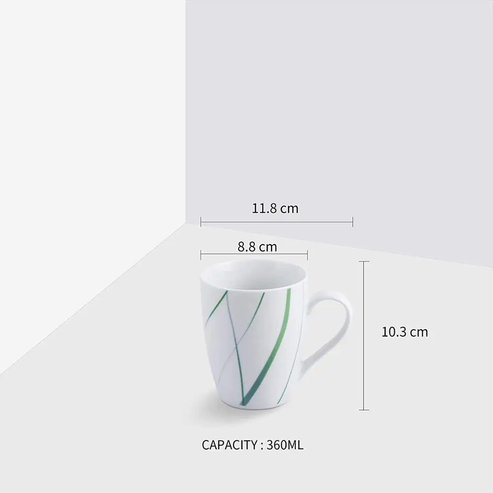 30-Piece Ceramic Dinnerware Set super White Plate Sets Green Stripe Patterns Kitchen Plates, Service for 6 Dinner & Salad Plate