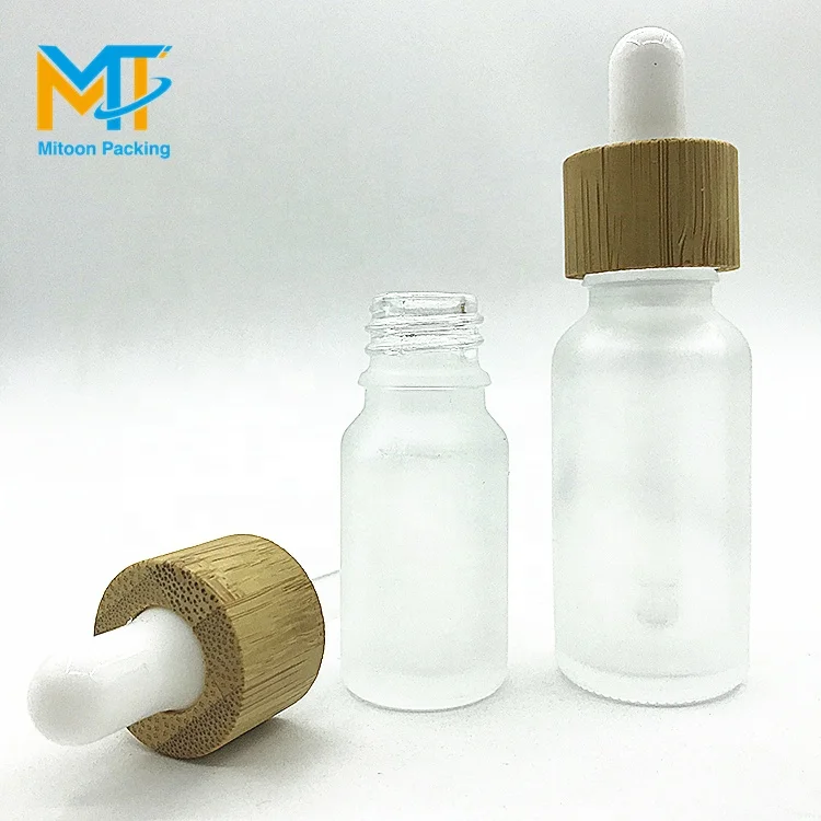 5ml 10ml 15ml 20ml 30ml 50ml 100ml matte frosted white glass dropper bottle with bamboo lid bamboo cap