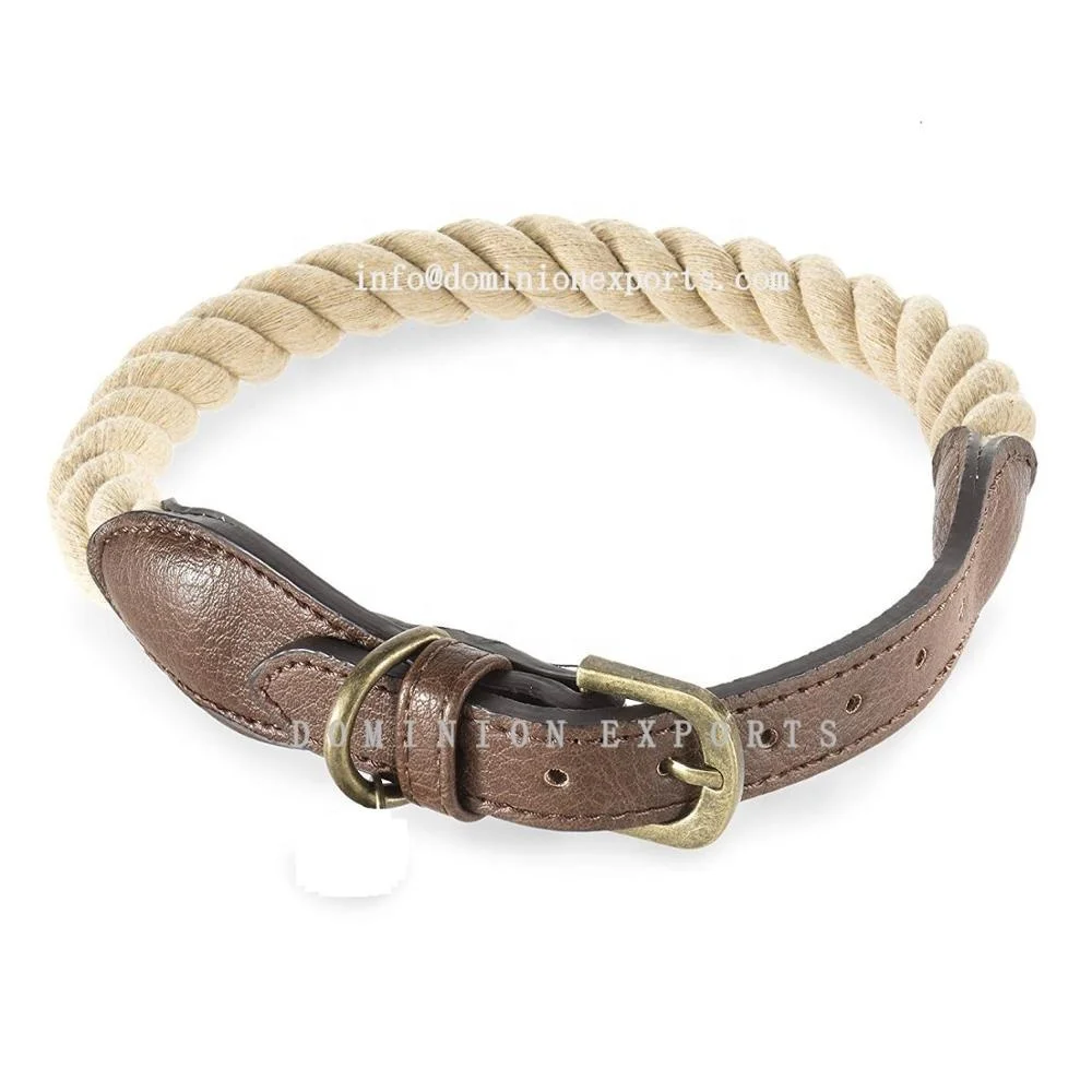 Dog Rope Collar Leather Dog Collar Best Quality Braided Rope Dog Collar