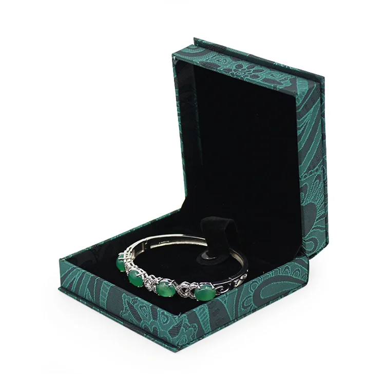 Wholesale wenzhou green fashion brocade cloth jewelry box chain necklace gift wrap box for ring