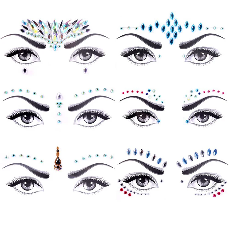 Fashion face gems rhinestones makeup eyes body crystals glitter festival sticker for party