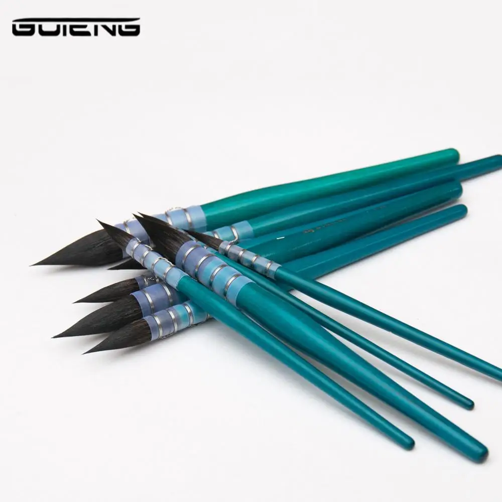 Lootaan Korean Blue Squirrel Rod Watercolor Brush Blue Fat Brush Chinchilla Hair Brushes