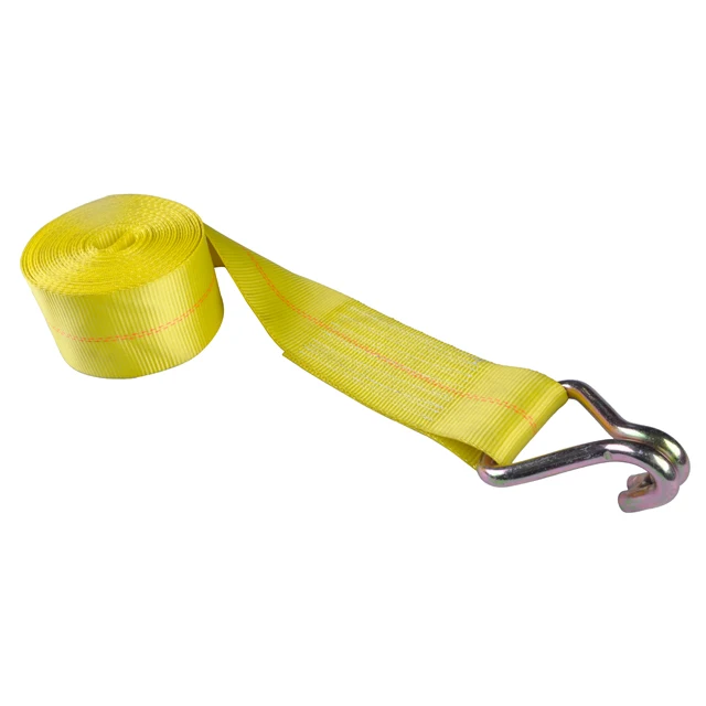 WLL 5400LBS 4 inch x 30ft heavy duty classic yellow replacement polyester tie down winch straps with double J hook