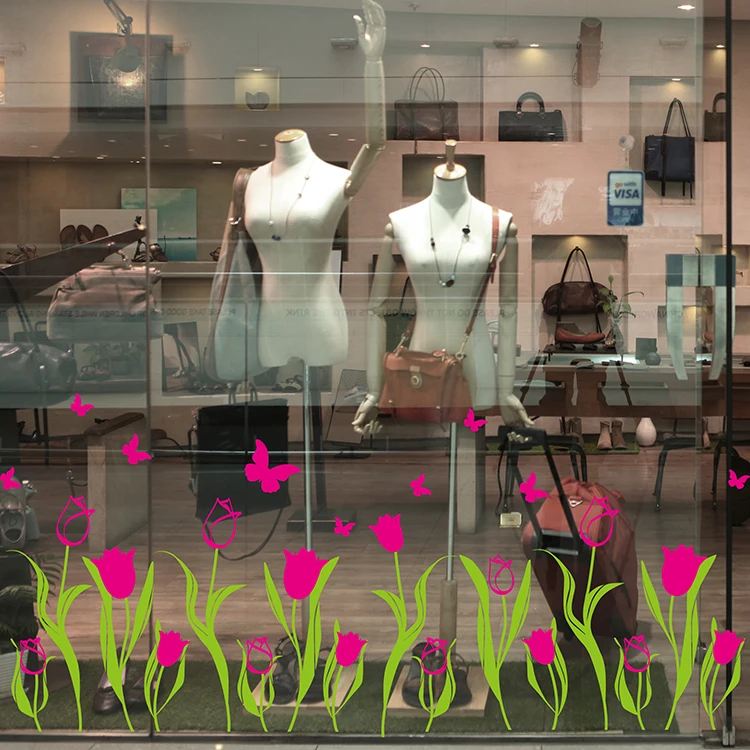 
wholesale Baseboard wall decals, red flower wall sticker,mirror decorative wall sticker 