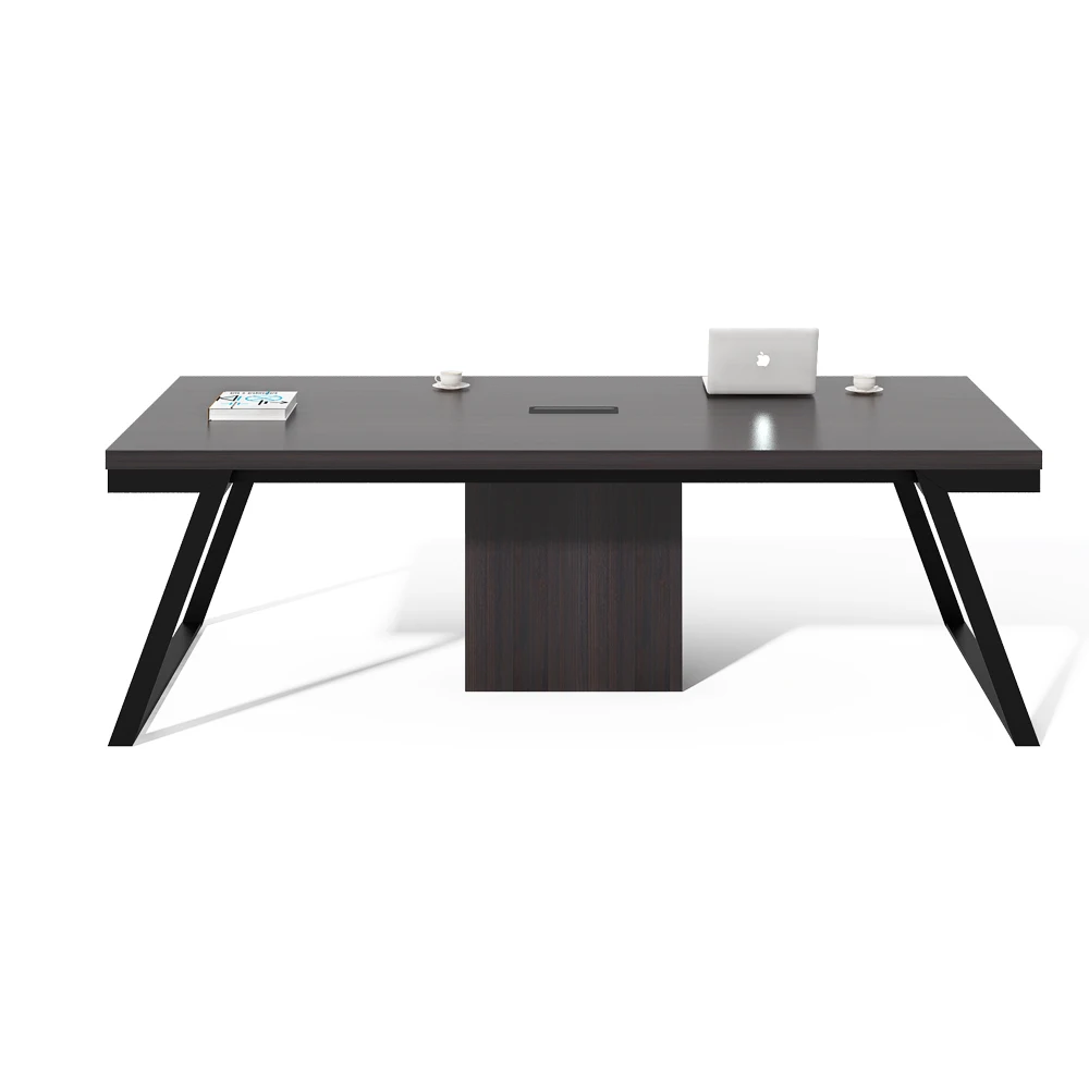 China Factory High End Wooden Furniture Modern Meeting Room Office Conference Table with Metal Frame