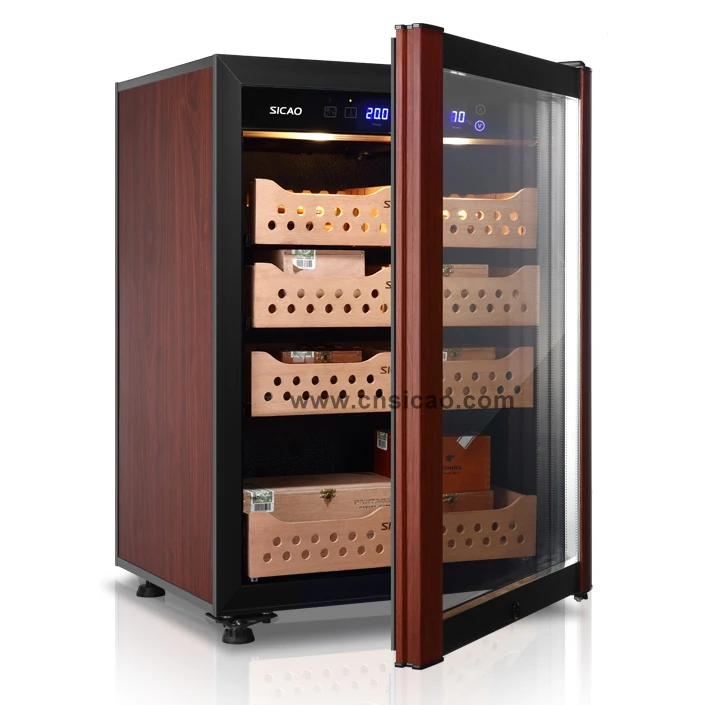
Fan cooling cedar shelves SICAO electronic 500 small Cigar showcase humidifier refrigerated fridge case humidor cabinet cellars 