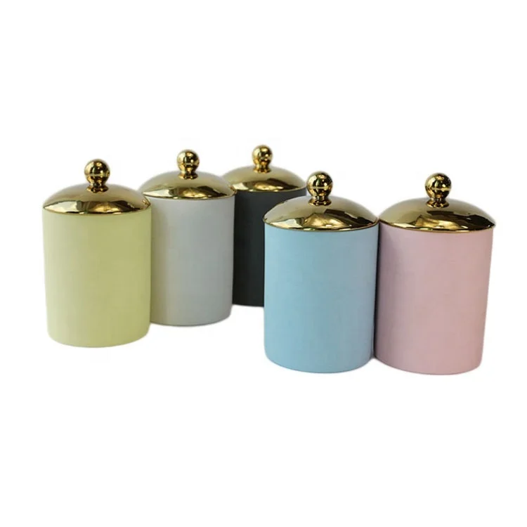 Custom Empty Decoration Candle Holder Unique Silver Domed Ceramic Jar For Scented Candle Luxury