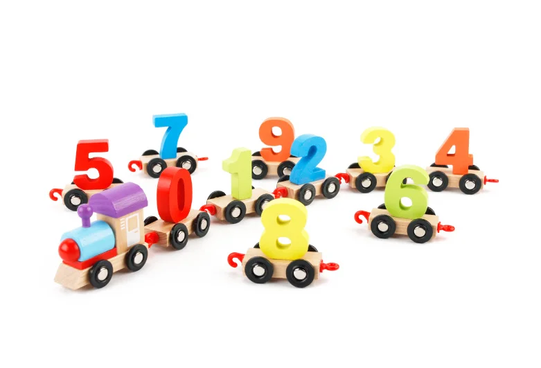 numeral cart pull wooden toy train for sale
