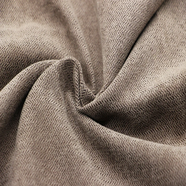 Custom Home Textile Dobby Jacquard Herringbone Pattern Microfiber Napping Fabric