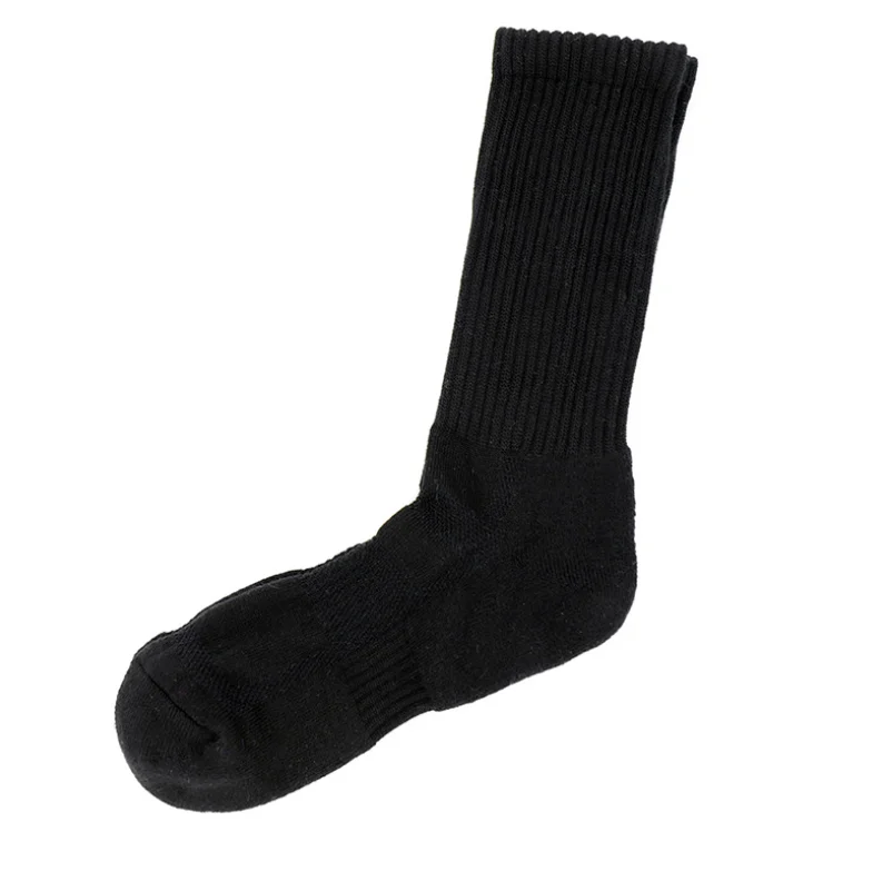 
Men long tube sports breathable black and white solid color towel bottom terry thickening socks 